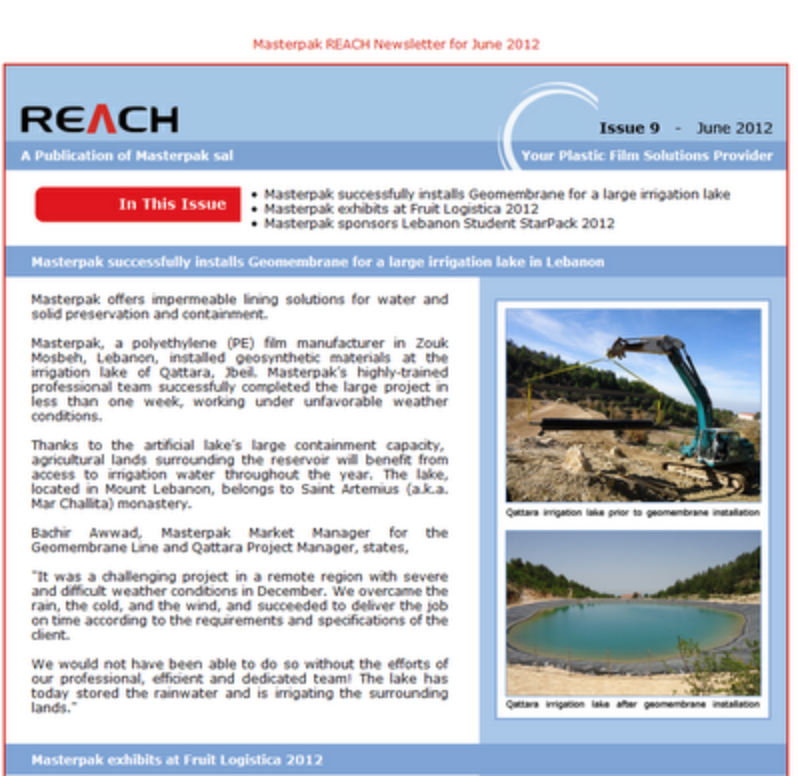 June 2012 REACH Newsletter from Masterpak Now Available