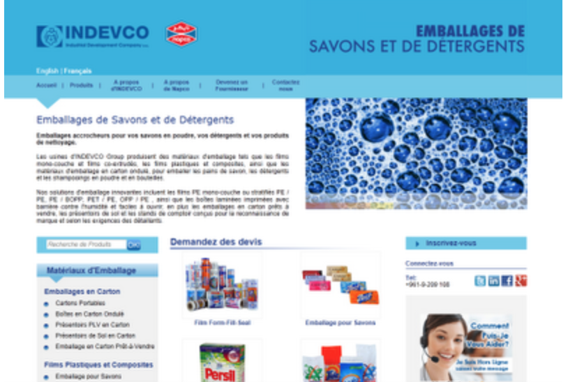 Le Portail des Emballages de Savons et de Détergents En Français d’INDEVCO est en Ligne
