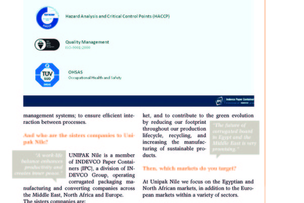 UNIPAKNILE GM Shares Insight into Egyptian Corrugated Industry in PAPER MIDDLEAST Magazine