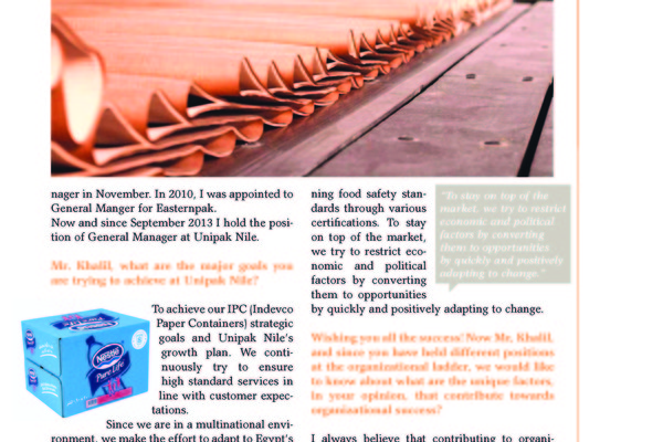 UNIPAKNILE GM Shares Insight into Egyptian Corrugated Industry in PAPER MIDDLEAST Magazine